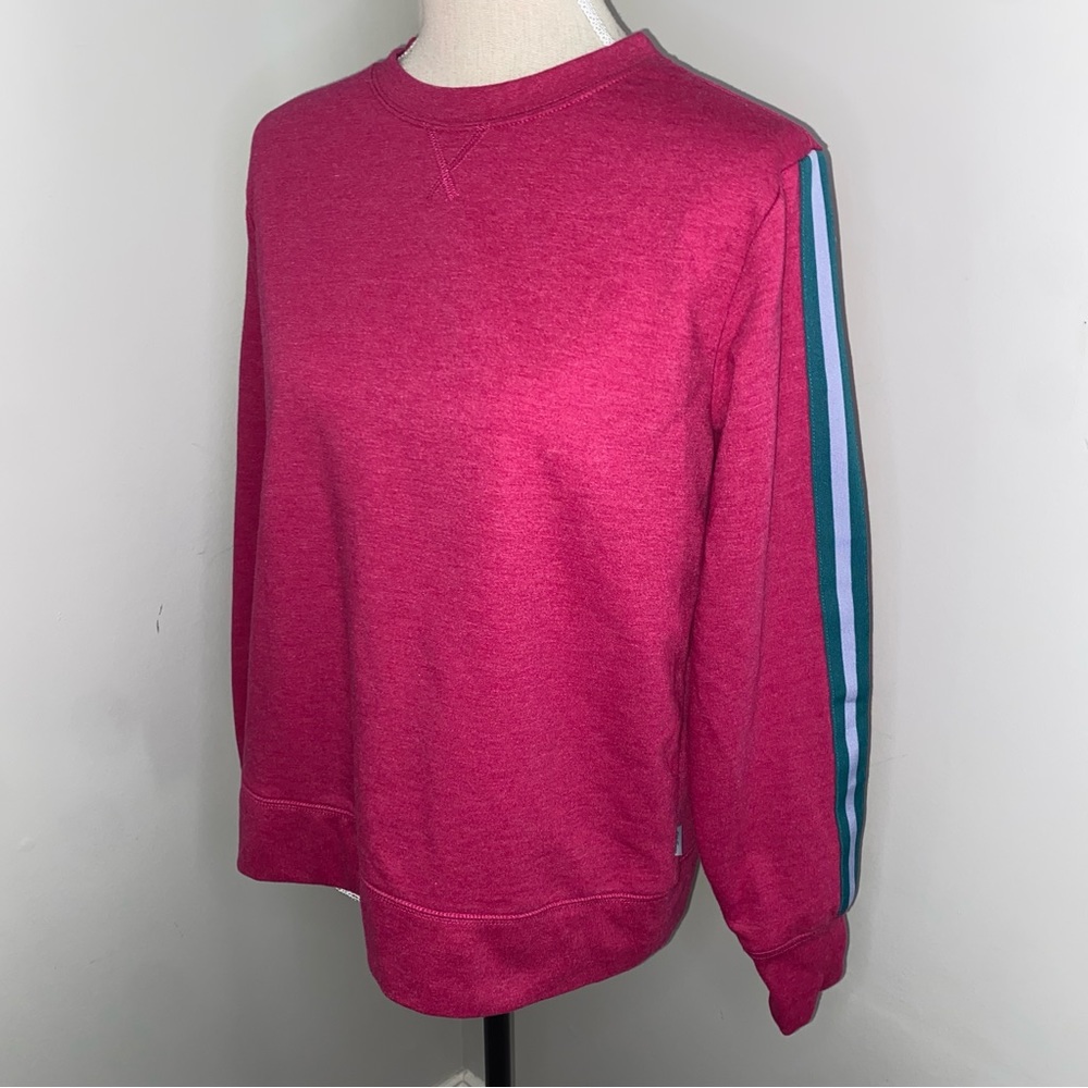 Eddie Bauer sweatshirt hot pink w/ stripes on sleeves GREAT CONDITION size Small